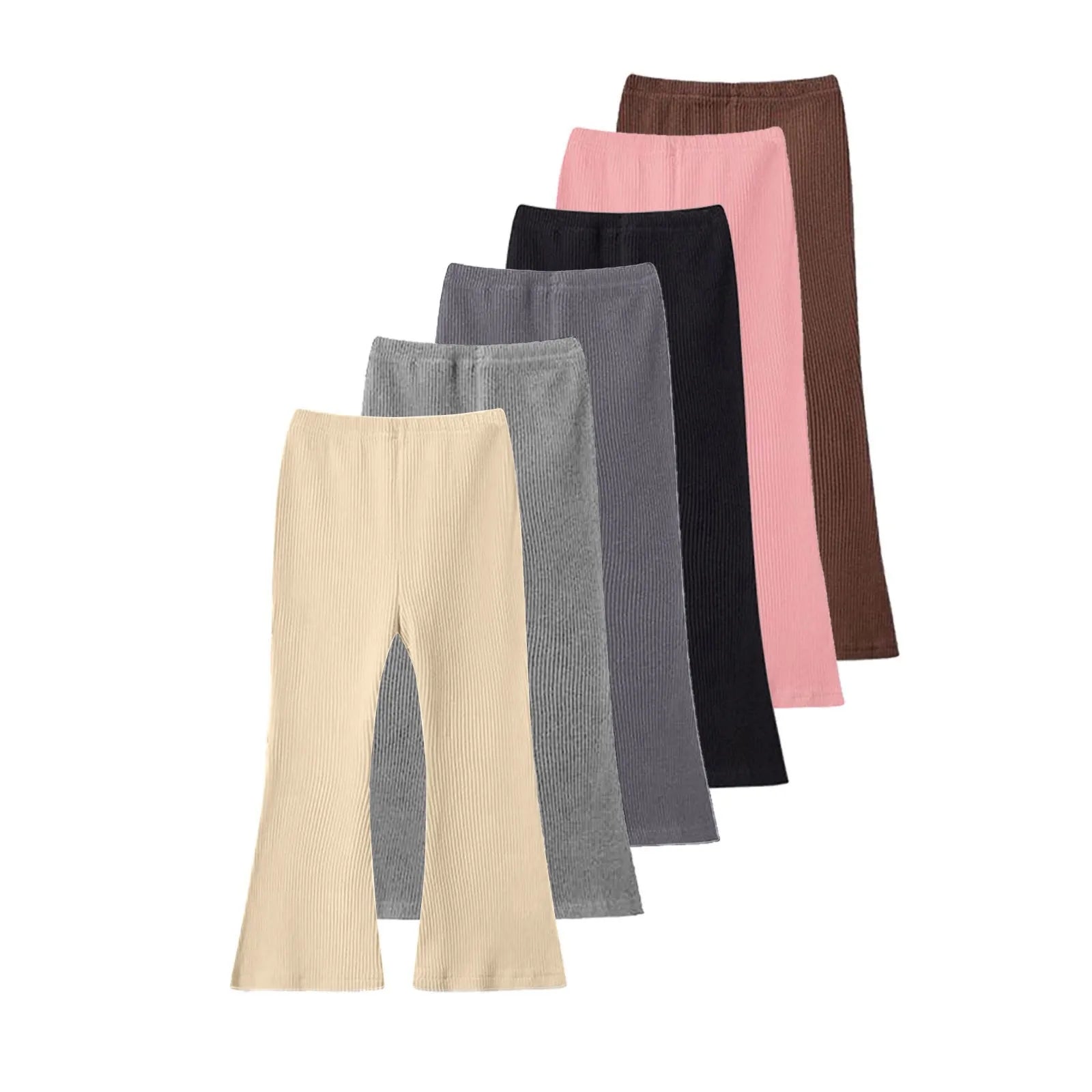 Girls' cotton flared leggings, flared pants, high-waisted, bootcut, yoga pants, bell-bottoms for children