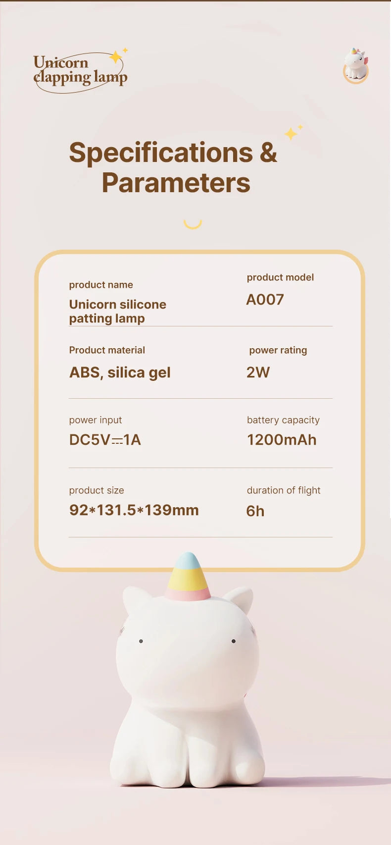 Veilleuse licorne mignonne en Silicone pour enfants, veilleuse LED à intensité variable, lampe licorne Squishy, lampe de chevet Rechargeable