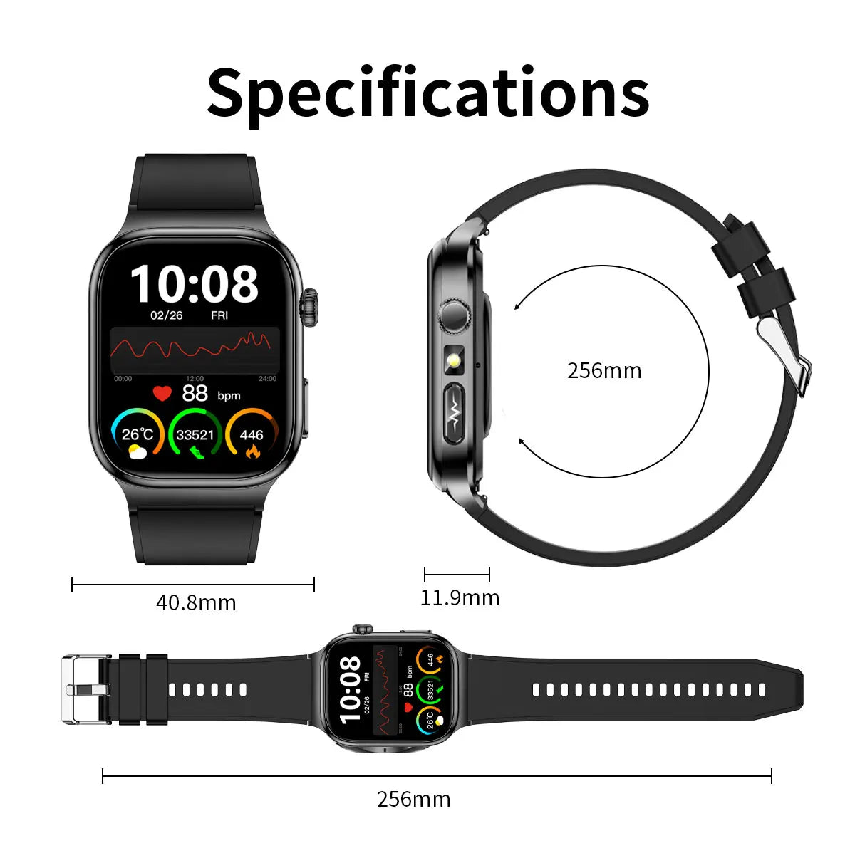 2025 nouvelle montre intelligente 2.04 pouces écran acide urique lipides sanguins composition corporelle cinq détecteurs 650mAh sport HD appel montre intelligente