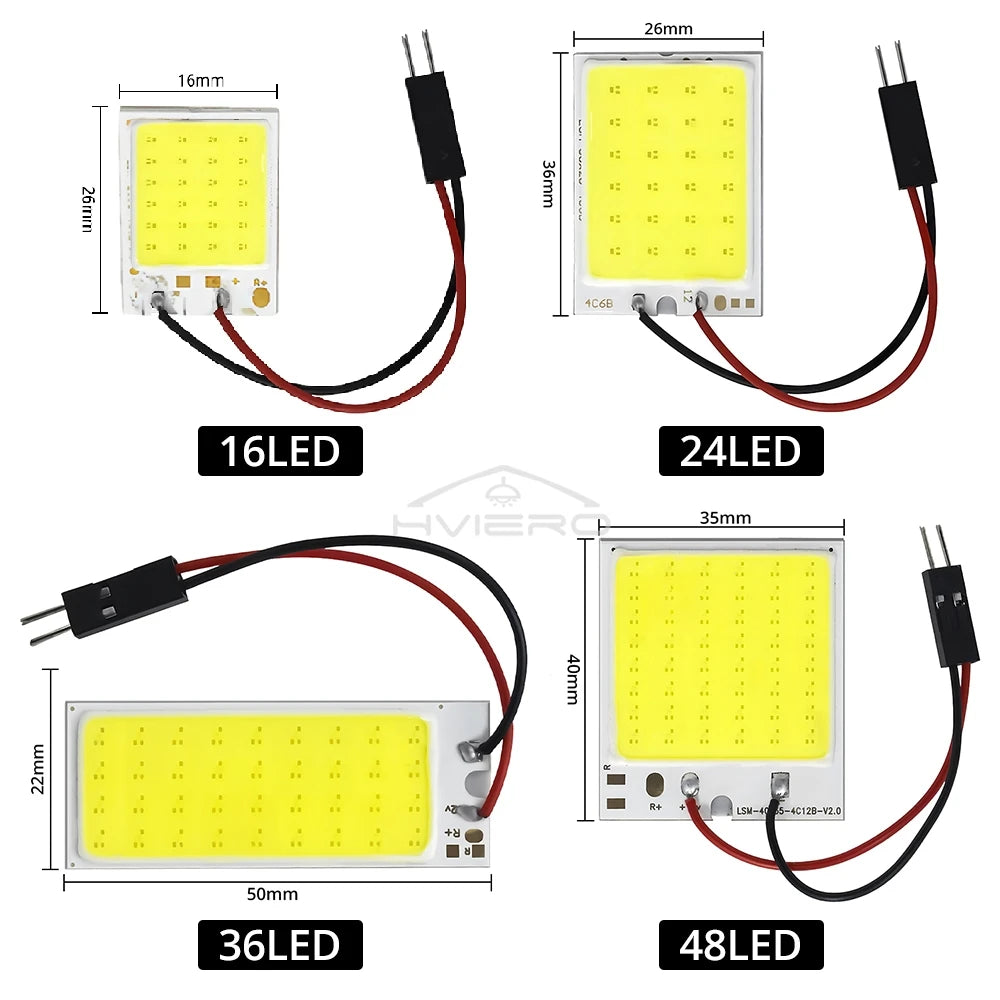 4x Cob 18SMD 24SMD 36SMD 48SMD blanc T10 W5w voiture Led dégagement panneau d'immatriculation lampe Auto intérieur lecture ampoule coffre feston lumière