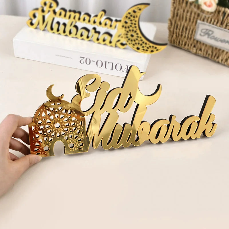 Ornement acrylique du Ramadan Mubarak 2025 Eid Mubarak Ramadan Kareem, décoration pour la maison, décor de fête musulmane islamique, cadeau Eid Al Adha