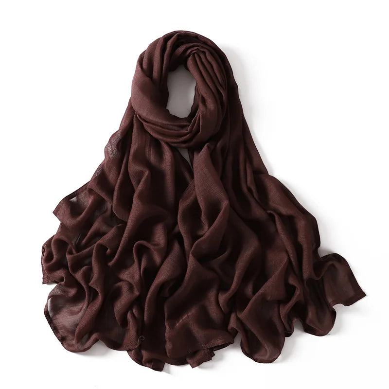 Ramadan Solid Color Plus Size Cotton Rayon Hijab Scarf Women's Muslim Headscarf Wraps Shawls Muslim Women's Headband Islamic Turban