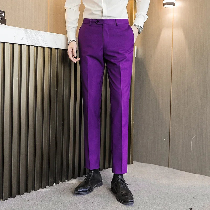 Pantalons formels hommes 2024 nouveau élégant homme bureau travail pantalon décontracté élastique coton pantalon hommes 17 couleurs pantalons Hombre