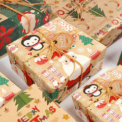 Papier d'emballage de cadeaux de Noël Papier d'emballage de cadeaux multi-styles Boîte-cadeau de Noël écologique Papier Cadeaux d'anniversaire et de vacances