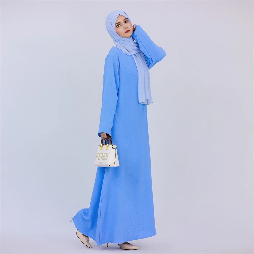 Noir blanc rose solide dubaï modeste sous Robe Abaya Islam caftan musulman avec poches robes pour femmes Robe Femme Musulmane