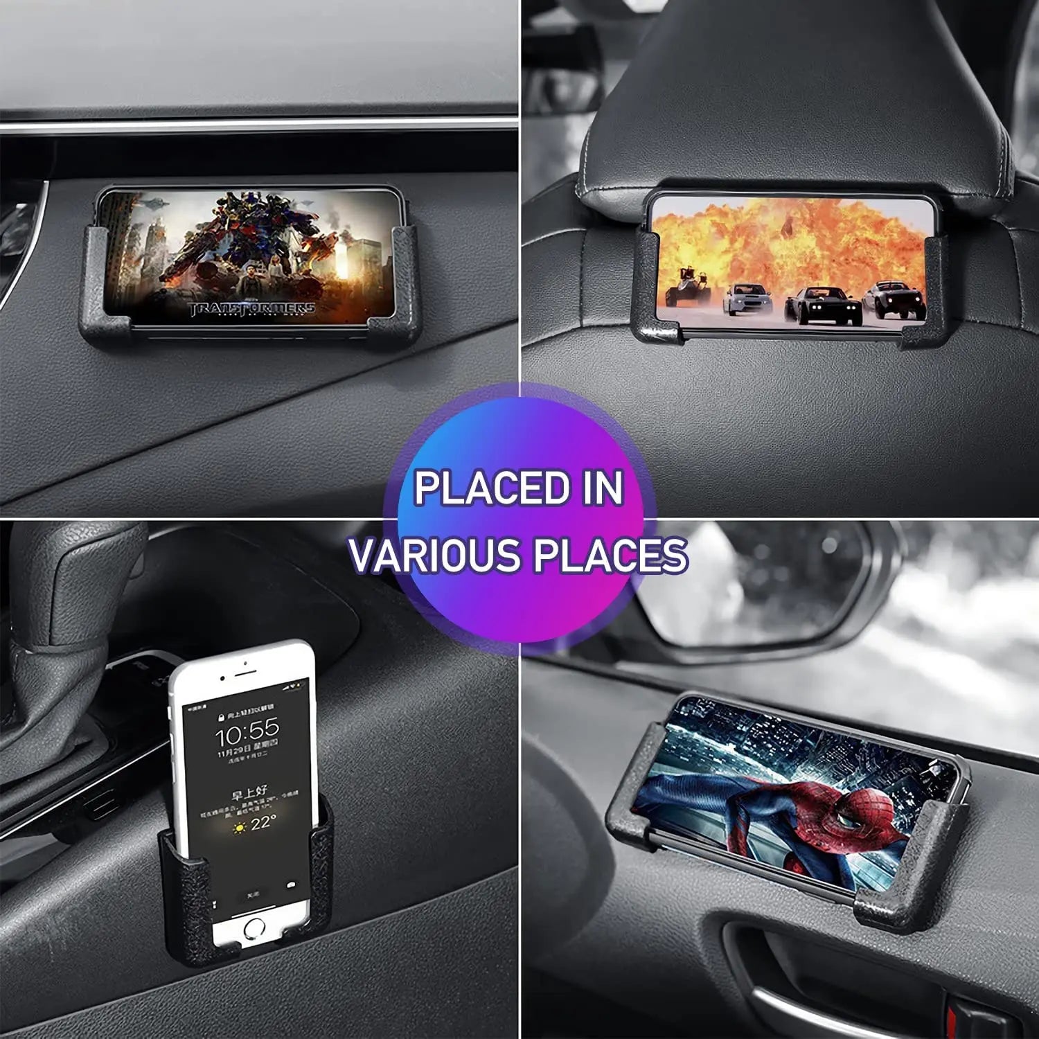 Support de téléphone de voiture multifonctionnel Auto Support de téléphone portable Support de téléphone portable pour crochets muraux de voiture Support de cintre