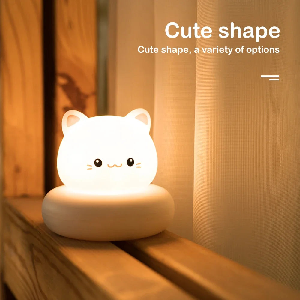 Veilleuse en forme d'animal mignon pour enfants, 3 niveaux, variable, lampe de couchage, commande tactile, veilleuse pour l'allaitement, décor pour tout-petits