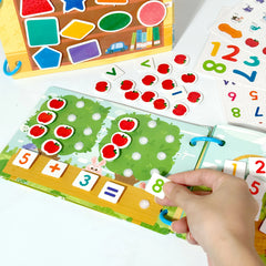 Livre silencieux de l'heure météo, jouets interactifs d'éveil éducatif pour enfants, comprenant la cognition météo, l'apprentissage des dates, les opérations numériques, la correspondance des formes et autres thèmes,