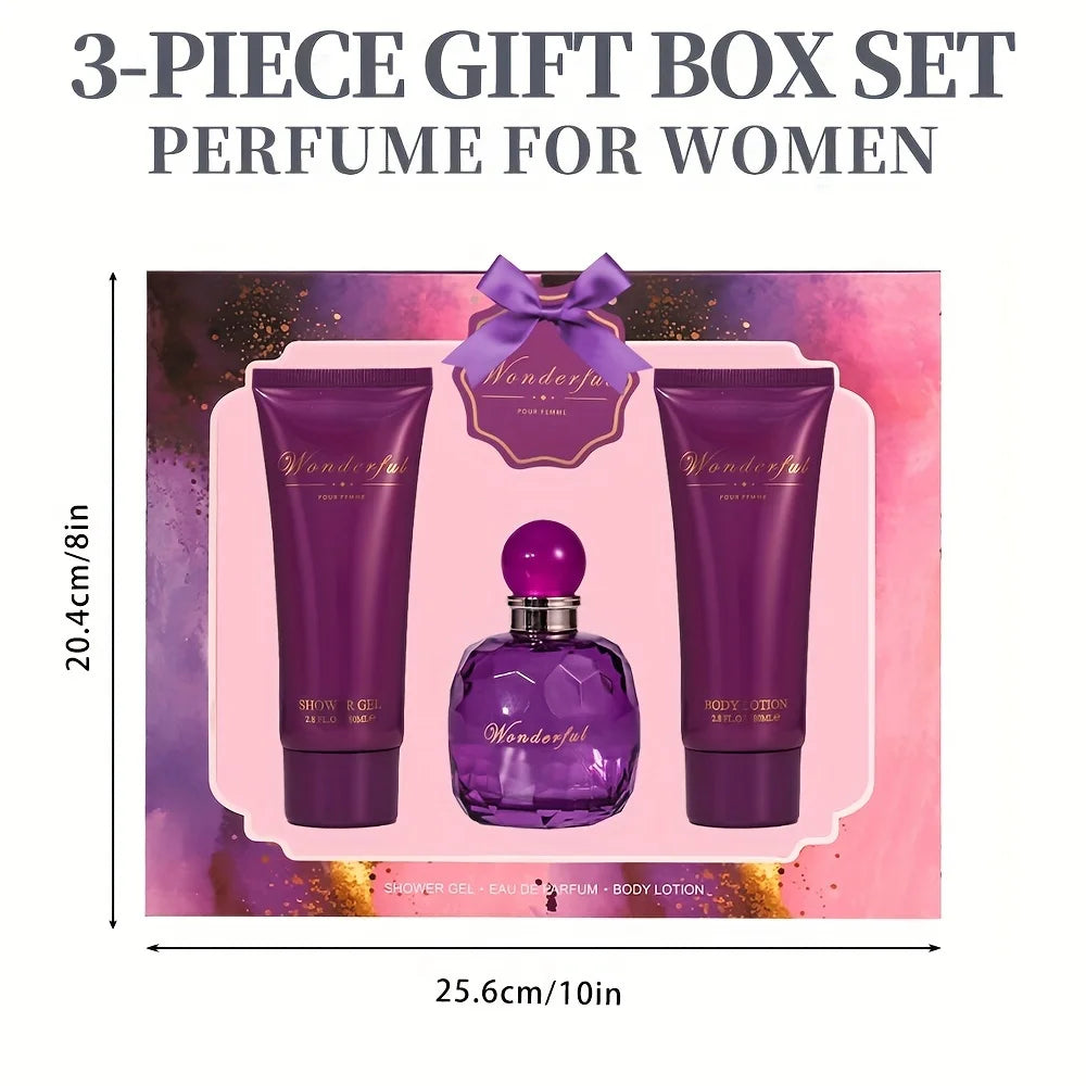 Coffret cadeau bain et corps pour femme et fille, 1,7 floz, vaporisateur d'eau de parfum 2,8 floz, gel douche 2,8 floz, gratitude Linge, parfum pour femme