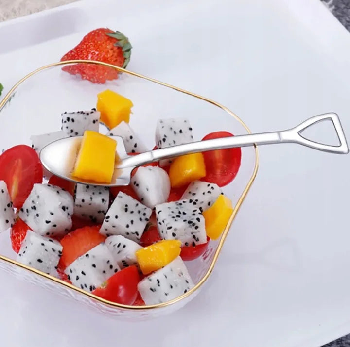 Set of 4 stainless steel scoop and pointed spoons, coffee spoon, tea spoon, ice cream spoon, dessert spoon, cutlery, dinnerware set, kitchen tools