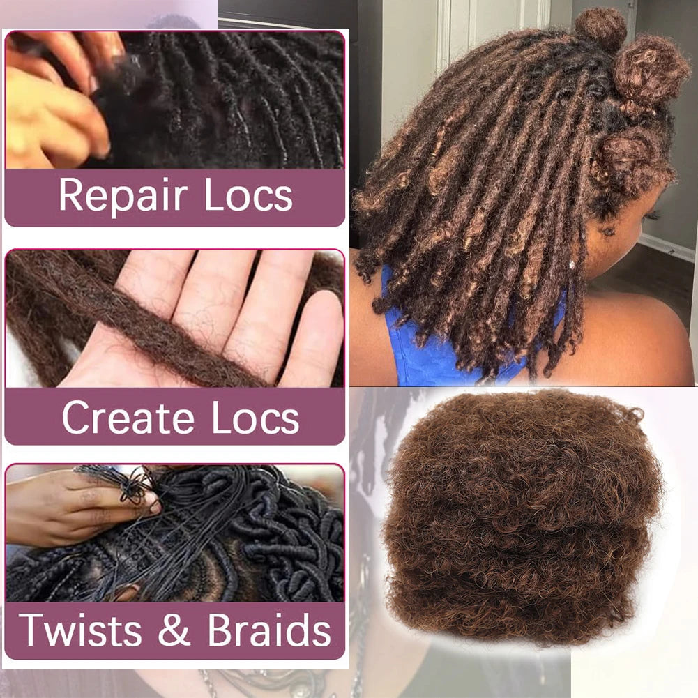 Extensions de cheveux afro crépus en vrac, 100% cheveux humains, tresses sales reggae, cheveux brésiliens naturels au crochet, dreadlocks, 4 #