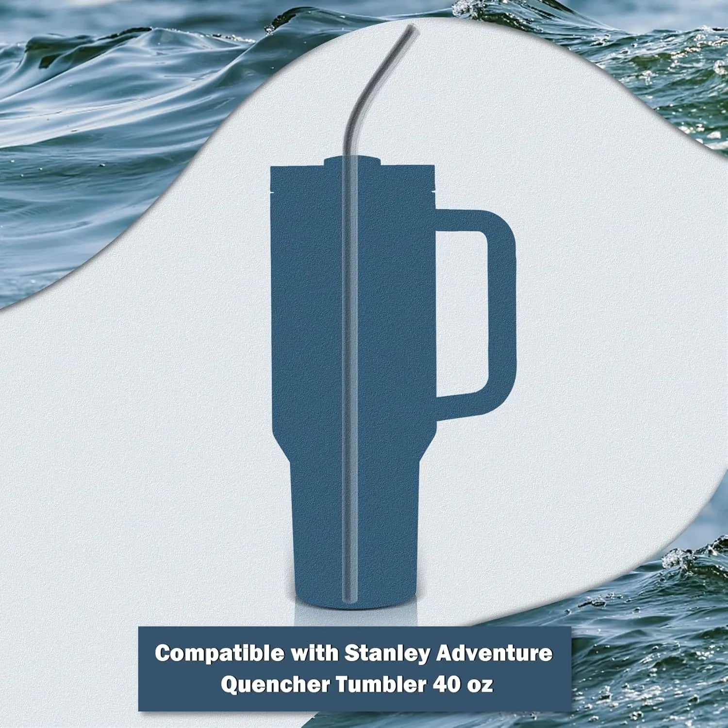Remplacement de paille en acier inoxydable, 6 pailles métalliques réutilisables avec brosse de nettoyage, Compatible avec la tasse Stanley de 30/40oz