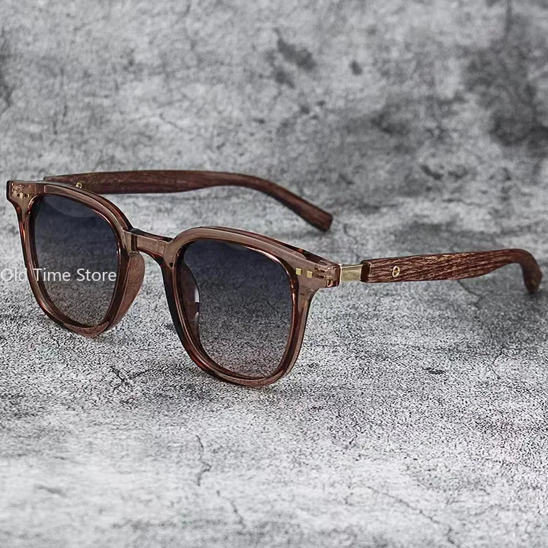 Lunettes De soleil classiques à jambes miroir en Grain De bois pour hommes, petite monture carrée, lunettes De haute qualité pour femmes, UV400 Oculos De Sol