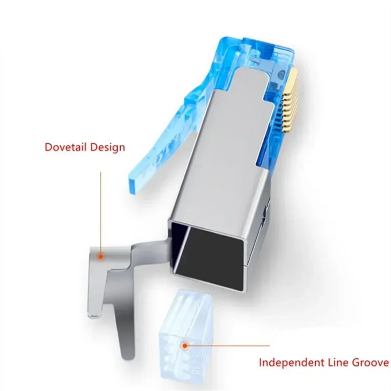RJ45 CAT7 Ethernet connector, 50U 8P8C shielded Cat 7 network connector, 1.5mm wire diameter with boot