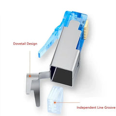 RJ45 CAT7 Ethernet connector, 50U 8P8C shielded Cat 7 network connector, 1.5mm wire diameter with boot