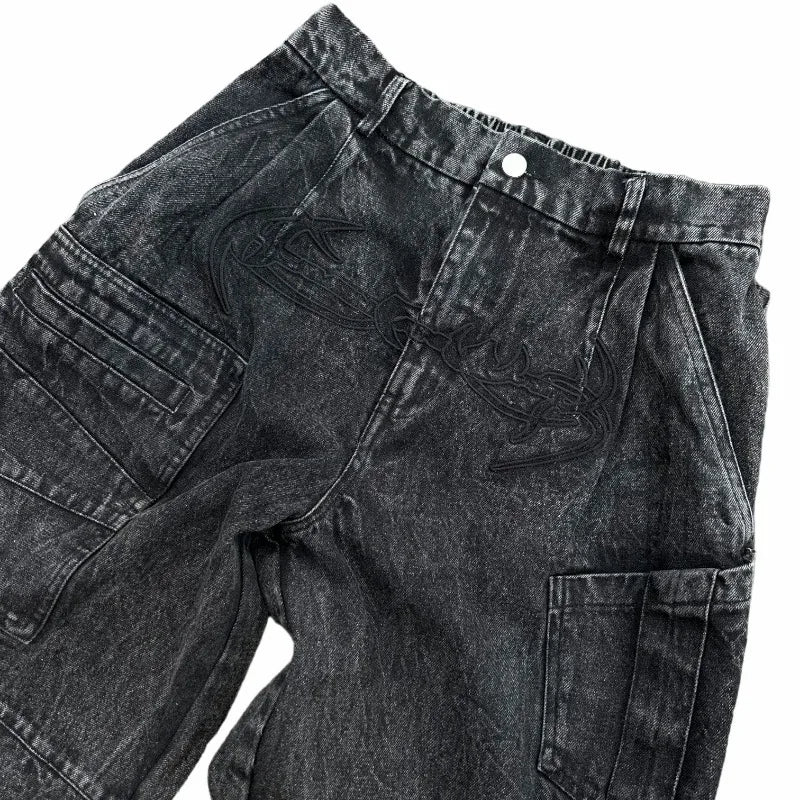 Y2K – jean Baggy en Denim pour femmes, pantalon Cargo, Vintage, multi-poches, taille haute, nouveau pantalon large gothique Harajuku, Streetwear