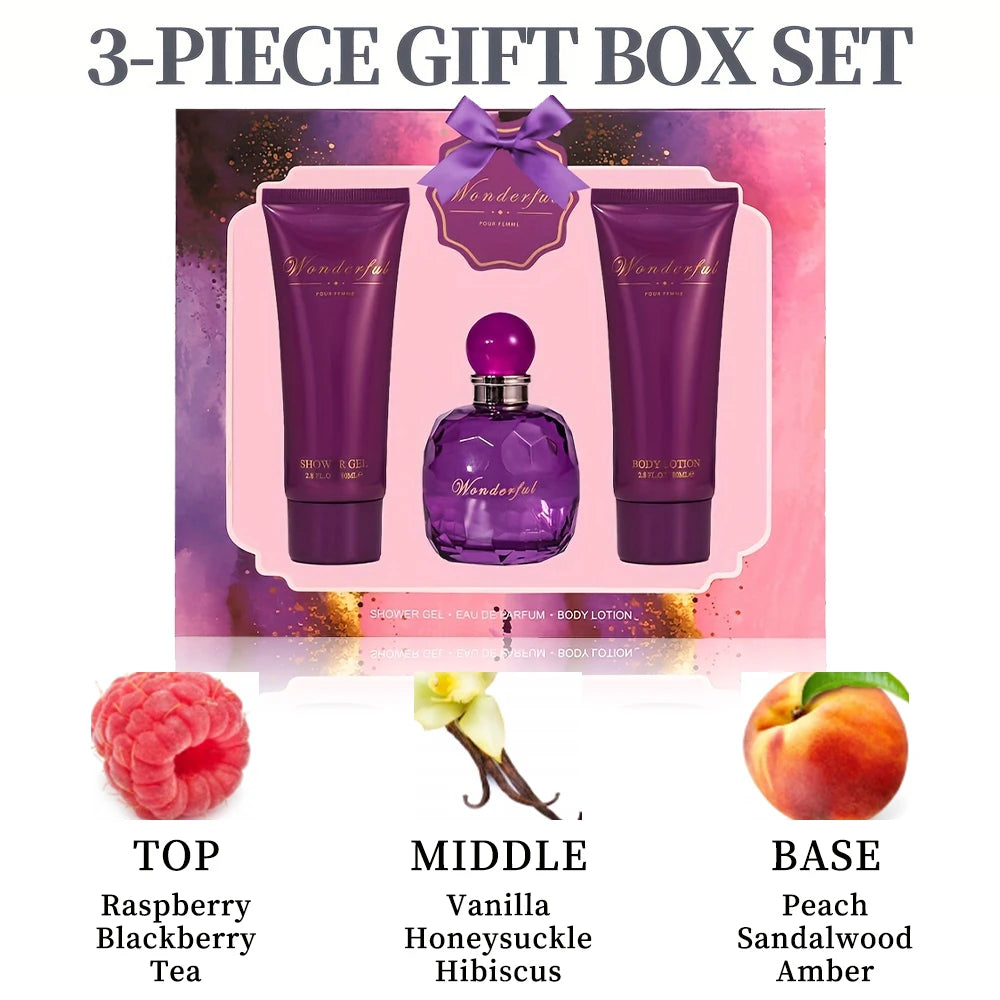 Coffret cadeau bain et corps pour femme et fille, 1,7 floz, vaporisateur d'eau de parfum 2,8 floz, gel douche 2,8 floz, gratitude Linge, parfum pour femme