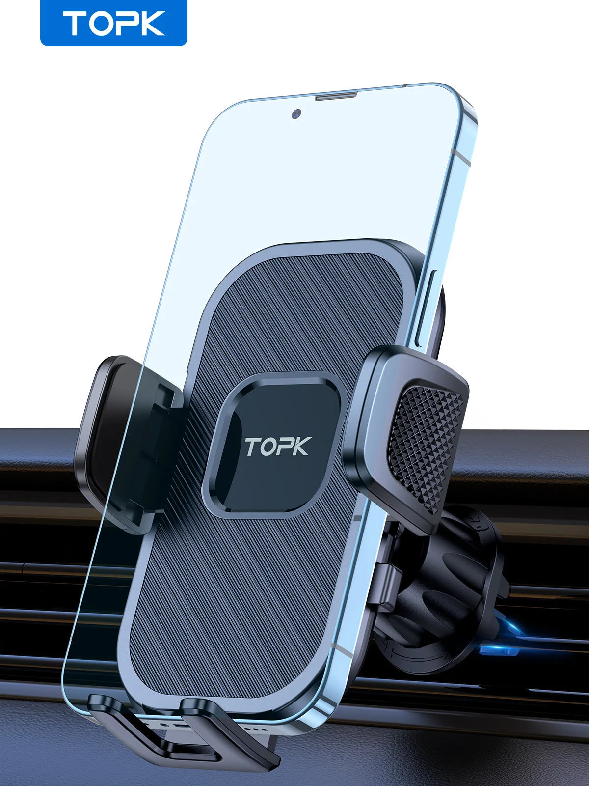 TOPK Support Téléphone Voiture,  Porte Téléphone Rotatif à 360 Degrés pour Grille D'aération de Voiture GPS pour Smartphone iPhone Android