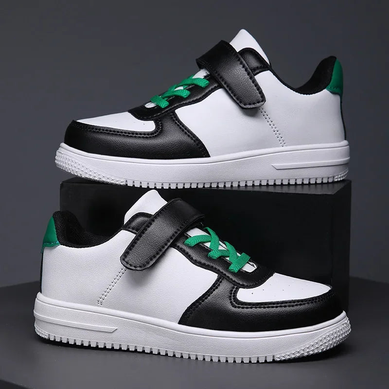 Chaussures noires pour enfants, baskets de sport en cuir pour garçons de 6 à 12 ans, décontractées, de Tennis, nouvelle collection 2024
