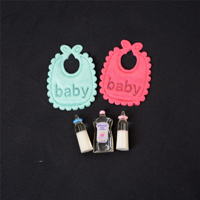 1:12 scale dollhouse, miniature baby bottles, bib and shampoo set, nursery accessory, gift