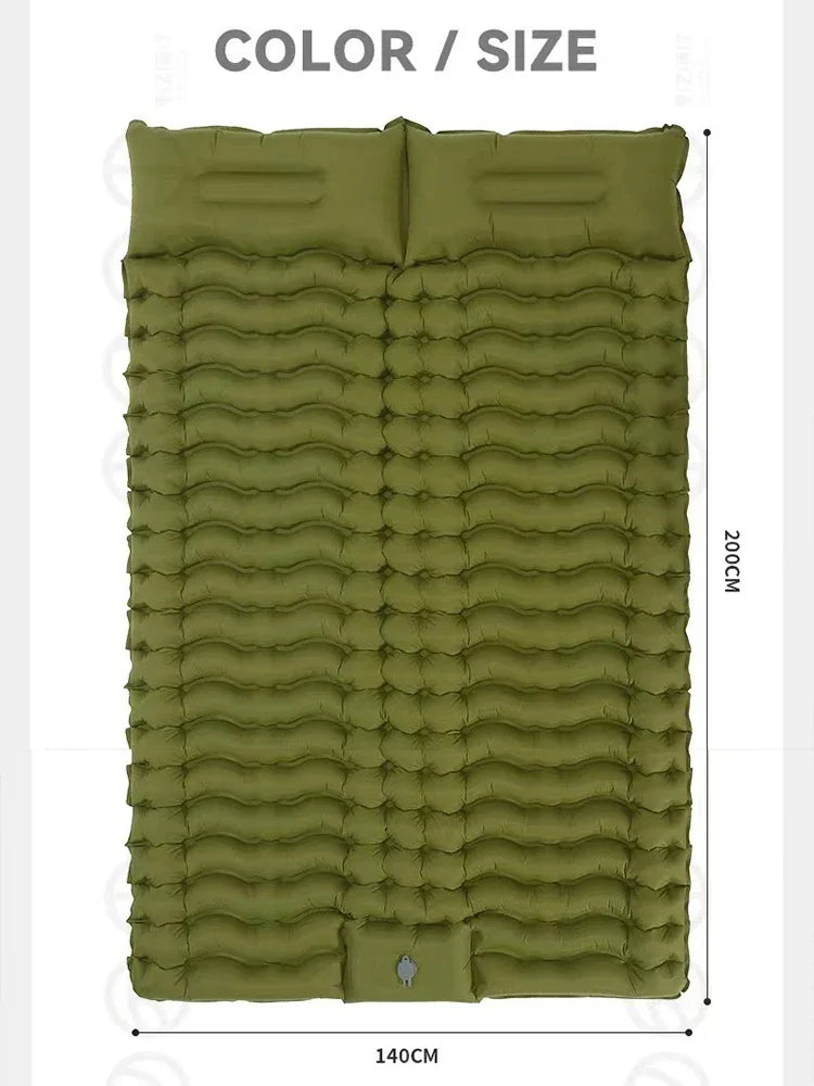 Lit de voyage pour 2 personnes en plein air, tapis d'air Double coussin de couchage pour Camping, tapis auto-gonflant, matelas de couchage avec oreiller pour la randonnée
