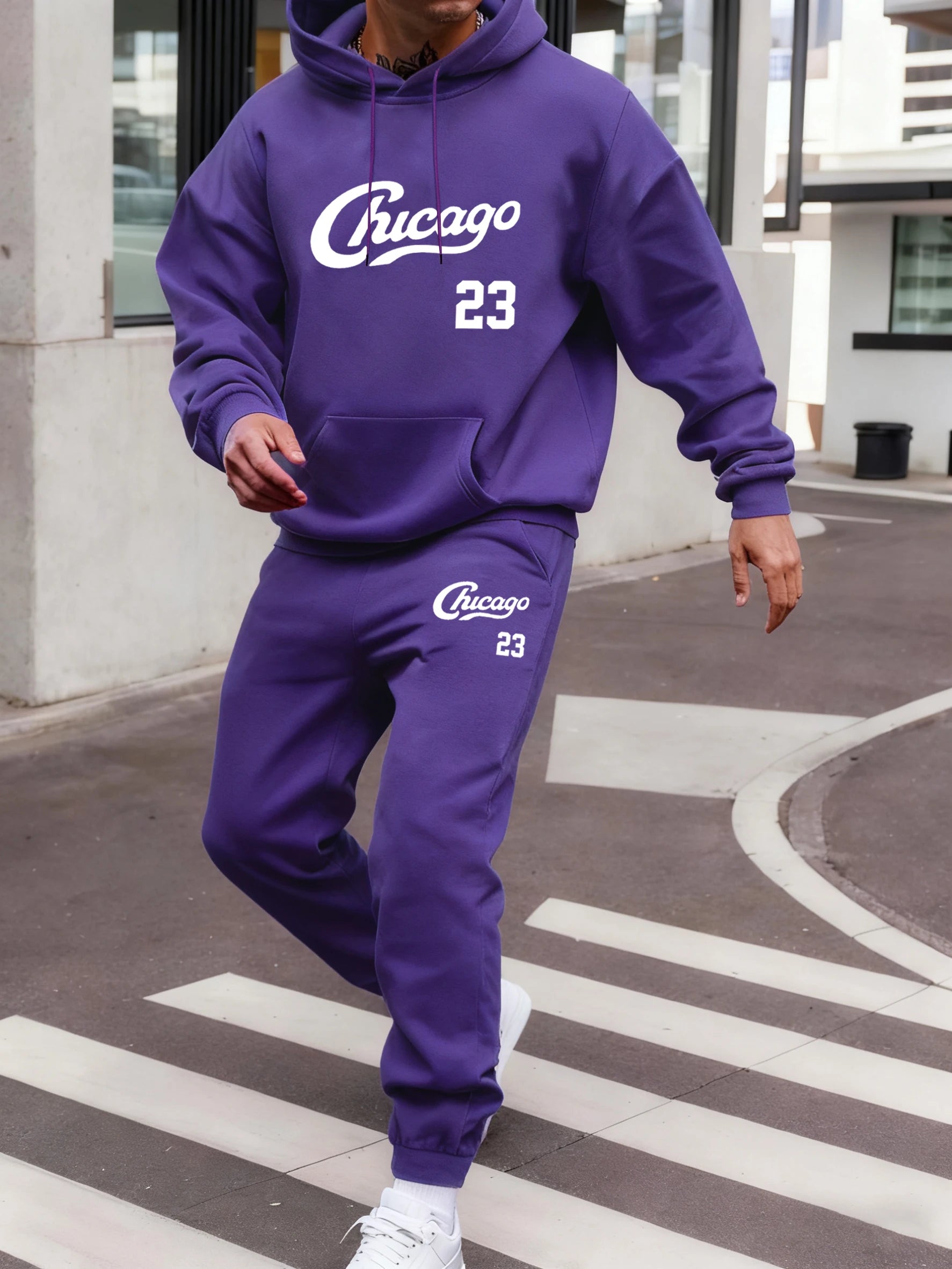 Chicago numéro 23 imprimé ensemble à capuche hommes Sport décontracté sweat poche rue hauts automne polaire pantalons de survêtement tout-Match pantalons confortables