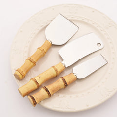 Ensemble de couteaux à fromage en bambou, couverts à fromage, trancheur de fromage en acier inoxydable, Mini couteau couteau à beurre, spatule fourchette outils de cuisine