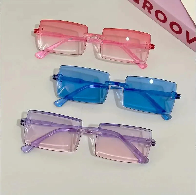 Lunettes de soleil rectangulaires pour femmes et hommes, 6 pièces, mignonnes, couleur bonbon, nuances décoratives, UV400