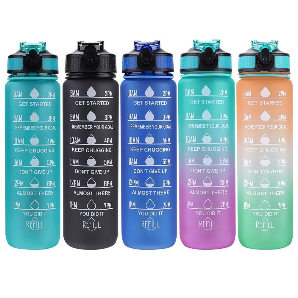 Bouteille d'eau de sport de motivation étanche, carafe à boire HI, carafe de fitness en plein air, carafe de voyage, standardisation de cuisine, 1 litre