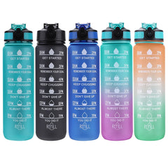 Bouteille d'eau de sport de motivation étanche, carafe à boire HI, carafe de fitness en plein air, carafe de voyage, standardisation de cuisine, 1 litre