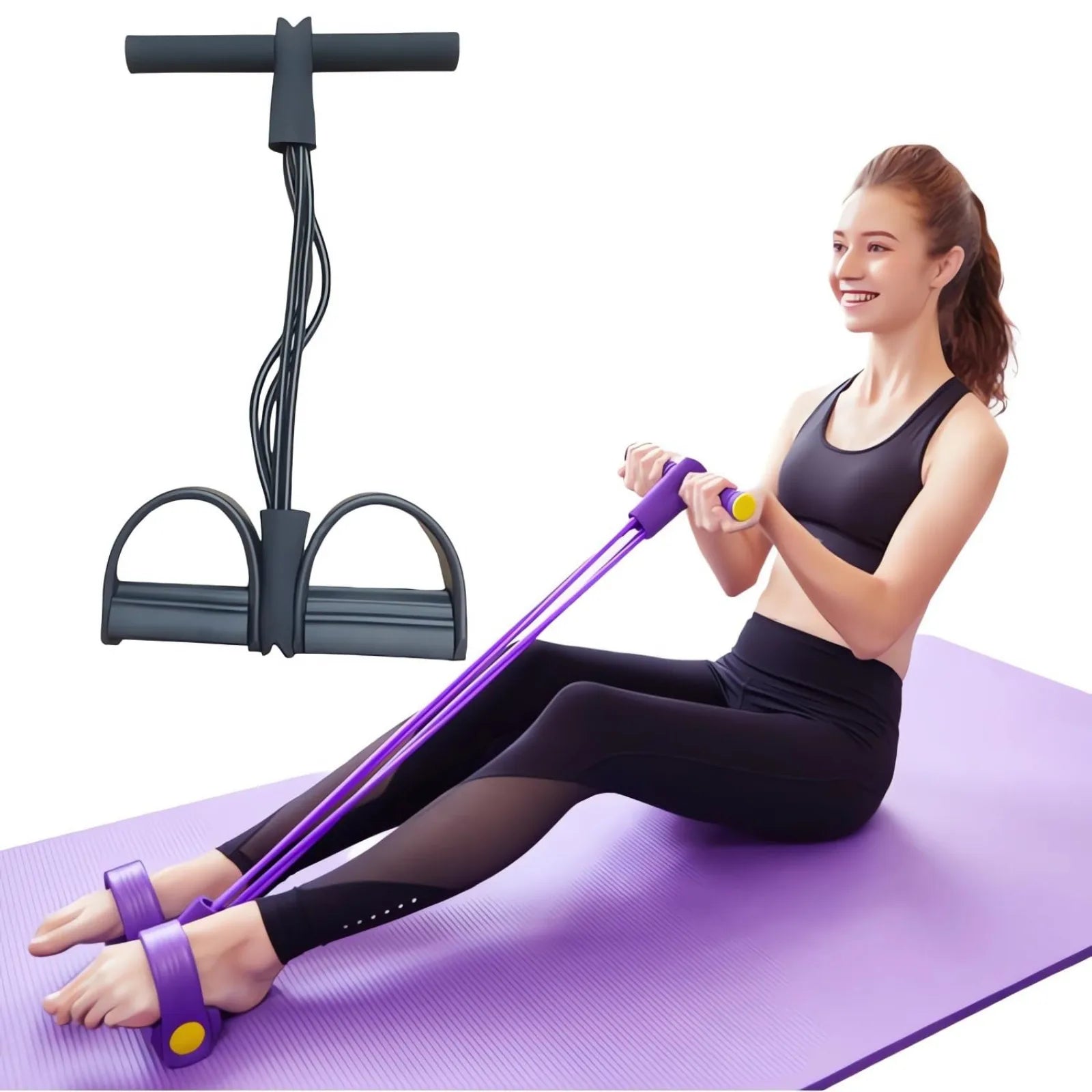 Tendeur de pédale à quatre tubes, équipement de Fitness domestique multifonctionnel, Yoga, renforcement Abdominal, bande élastique, corde de Tension