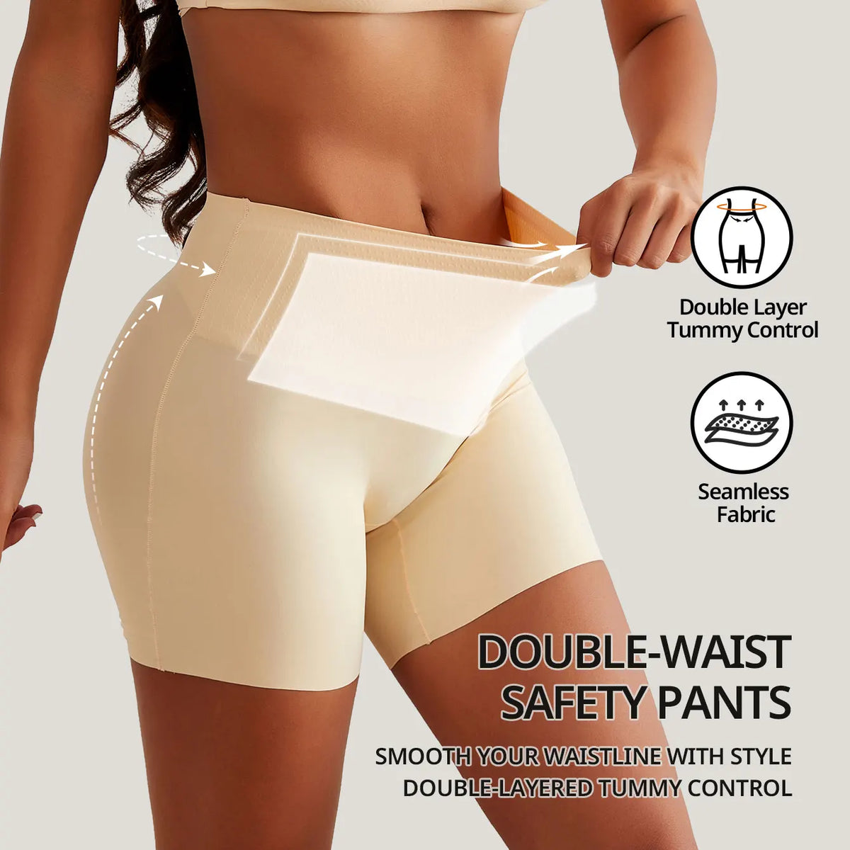 Flarixa – short sans couture pour femmes, pantalon de sécurité Double taille, taille haute, grande taille, Boxer en soie glacée, jupe Anti-Friction