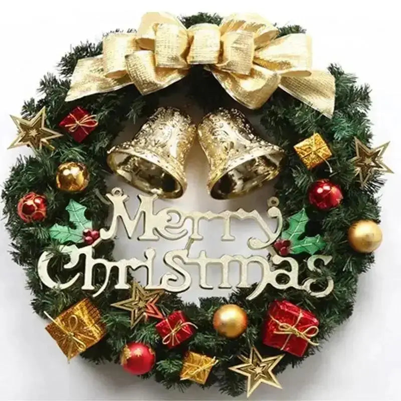 Décorations de noël 45cm, couronne artificielle pour porte suspendue, accessoires de fenêtre, arrière-plan, accessoires d'arbre de noël