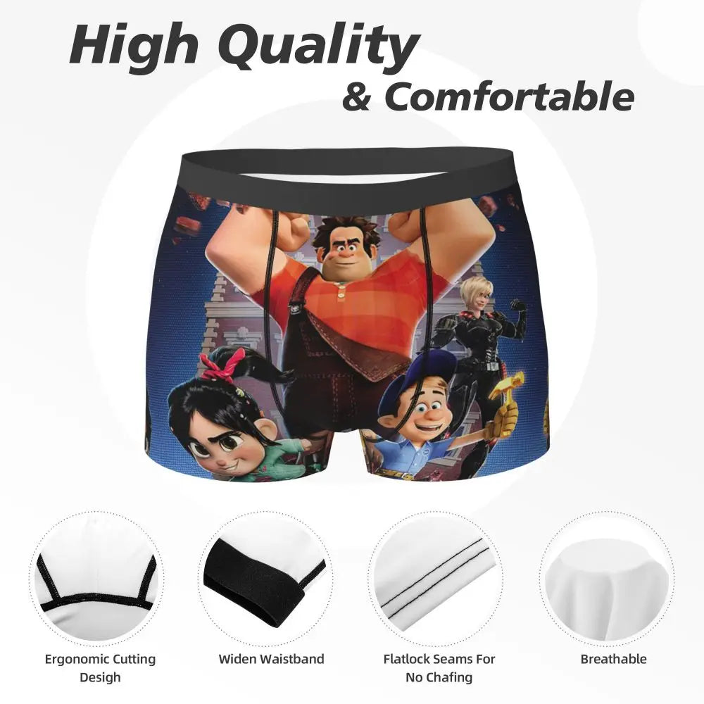 Wreck-It Ralph Men's Boxer Briefs, Breathable Underwear for Men, Boyfriend Gift