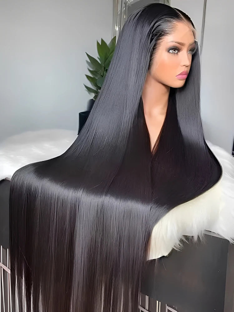 13x4 os droit perruques de cheveux humains 13x6 Hd dentelle frontale 40 pouces droite dentelle transparente 220 densité perruque de cheveux humains pour les femmes