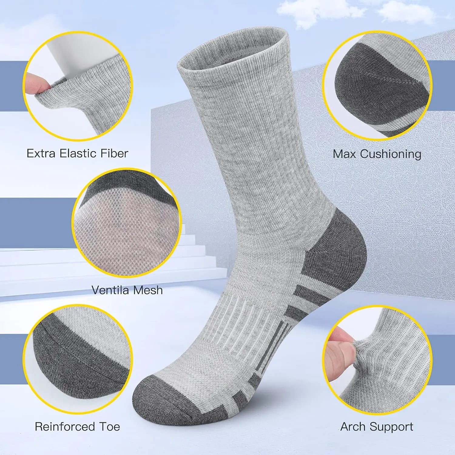 8 pièces chaussettes de sport amorti respirant chaussettes de course haute performance et durables chaussettes de sport de plein air pour hommes et femmes