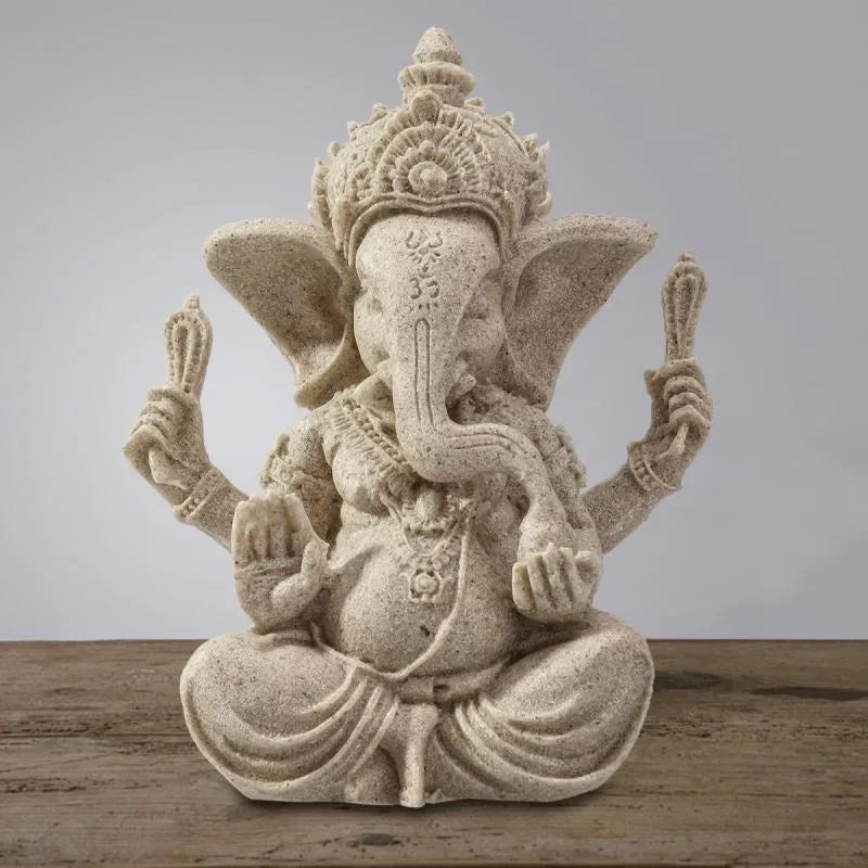 Handmade sandstone Ganesha Buddha elephant statue, sculpture for home and living room decoration