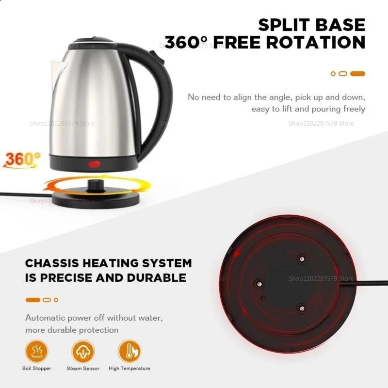 Bouilloire électrique 2L, appareils de cuisine en acier inoxydable, bouilloire intelligente, chaudière à eau Portable pour voyage d'hôtel, bouilloire à eau de cuisine