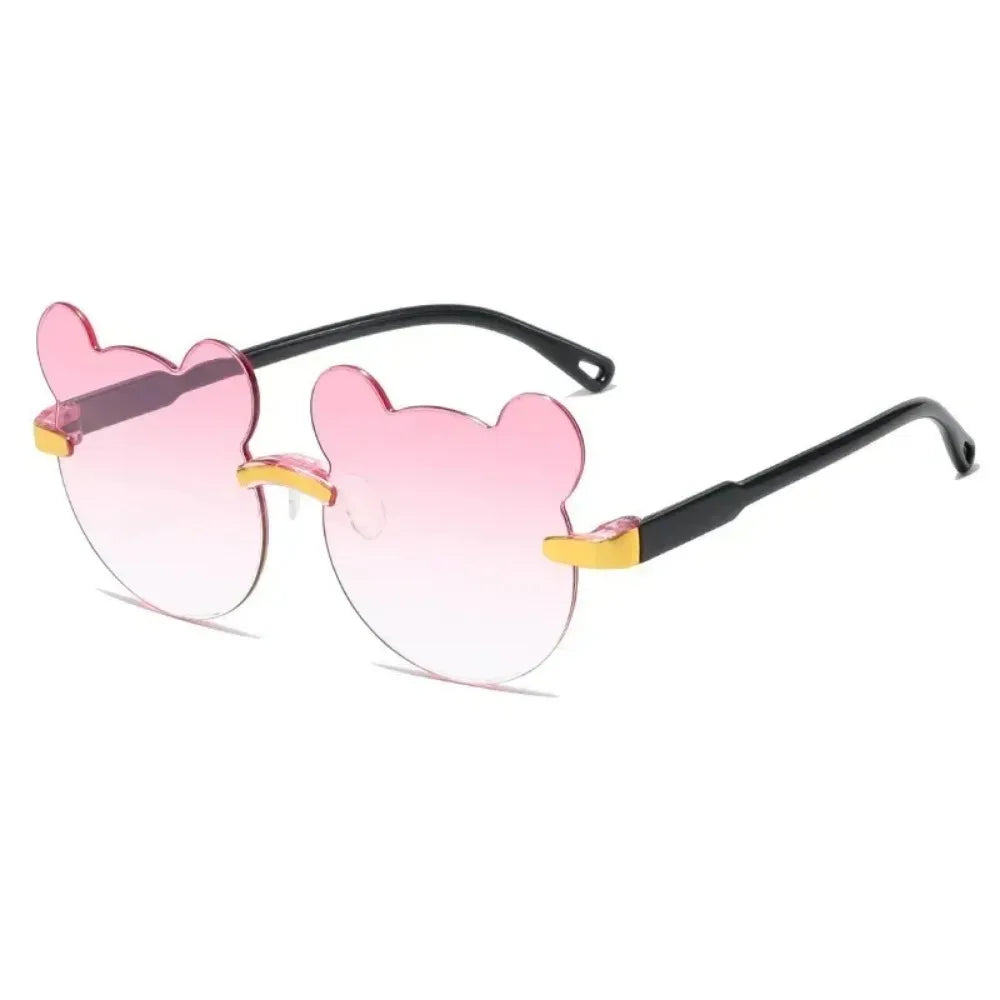 Lunettes de soleil pour enfants, ours de dessin animé mignon, pour garçons et filles, sans monture, UV400, pour voyage en plein air, ski