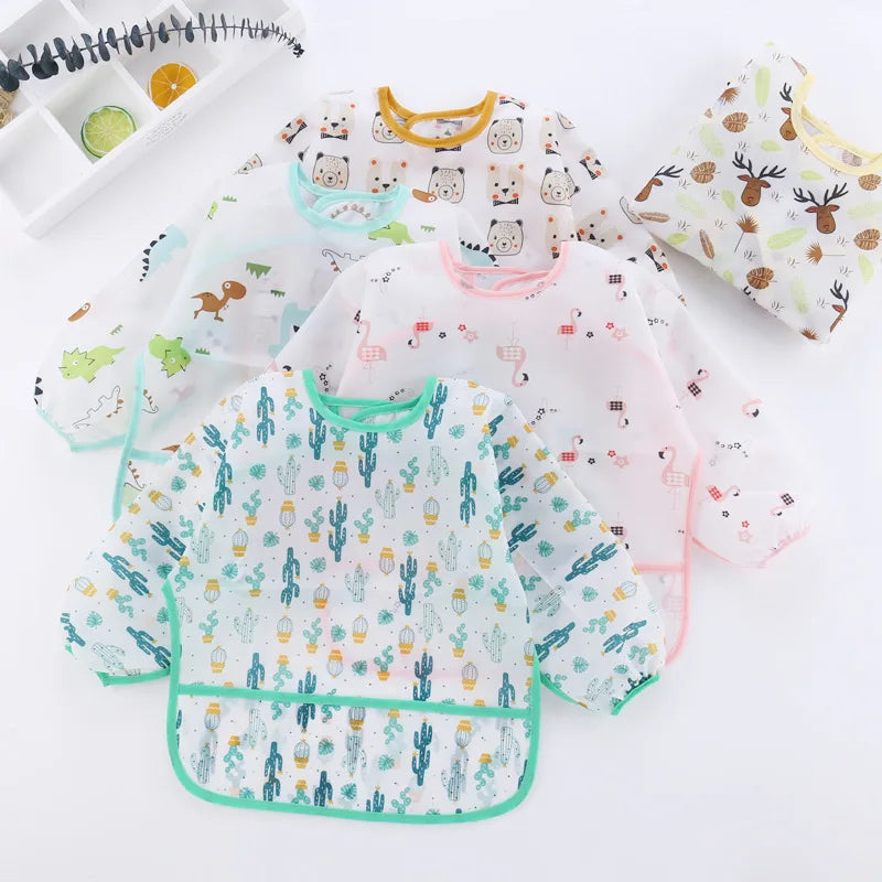 Bavoirs pour bébé, mignon, articles pour bébé, imperméable, manches longues, Smock artistique, tablier d'alimentation pour enfants