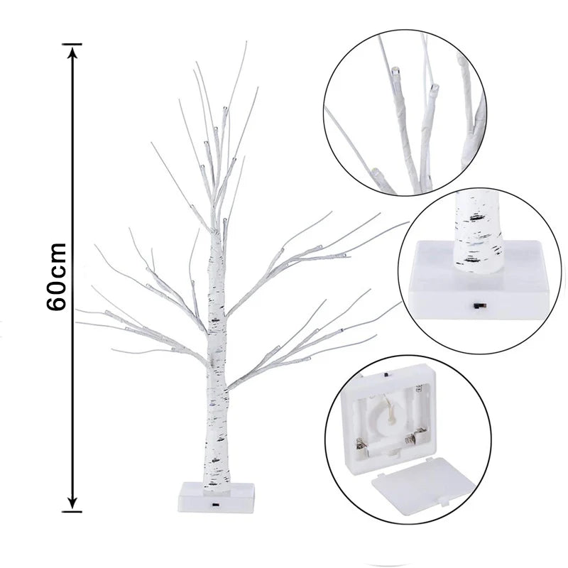 Ramadan decoration: birch tree with LED lights, tabletop tree decorations, Eid Mubarak illuminated tree, Ramadan Kareem party lights