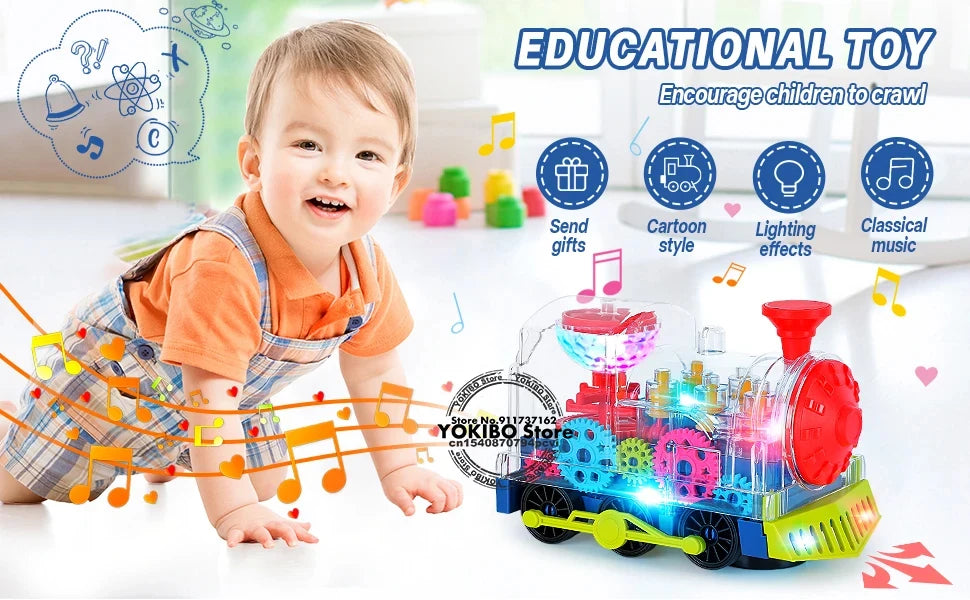 Train électrique jouet pour enfants tout-petits Train rampant avec son léger musique jouets éducatifs précoces jouets de Train pour enfants jouets pour bébés