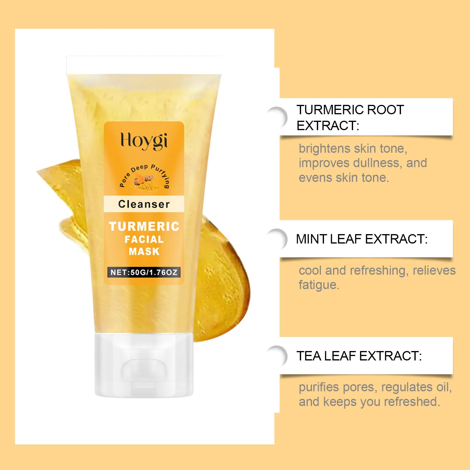 Nettoyant au curcuma, contrôle de l'huile, élimination des taches foncées, Anti-acné, nettoyage en profondeur, rétrécissement des pores, crème hydratante à la vitamine C