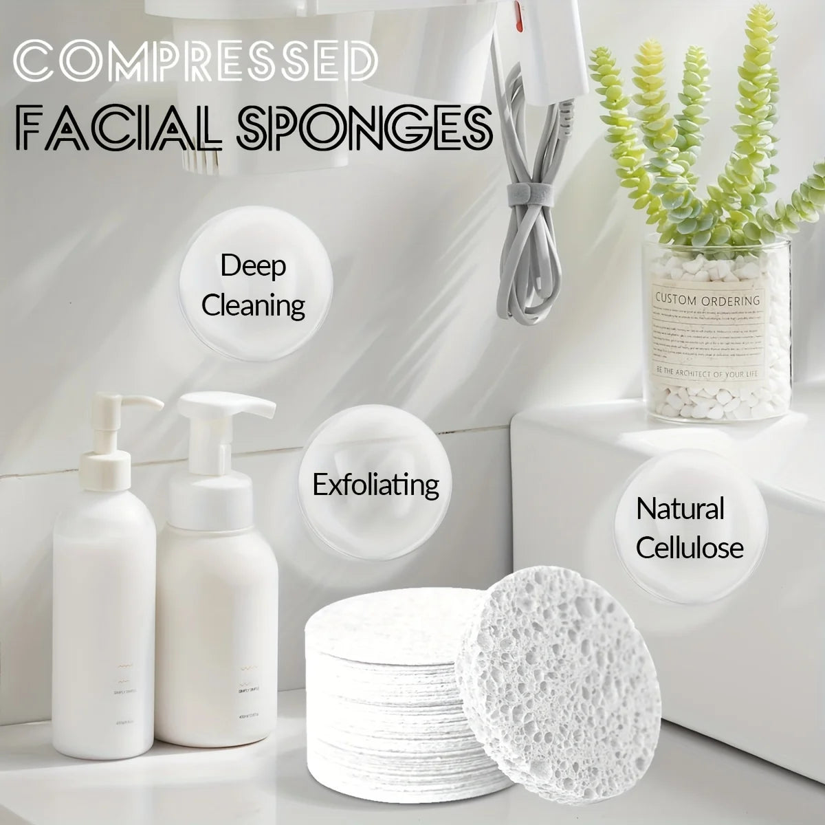 30 éponges cosmétiques naturelles pour Spa, sans alcool, feuilles nettoyantes et exfoliantes pour le visage sans parfum, éponges de beauté