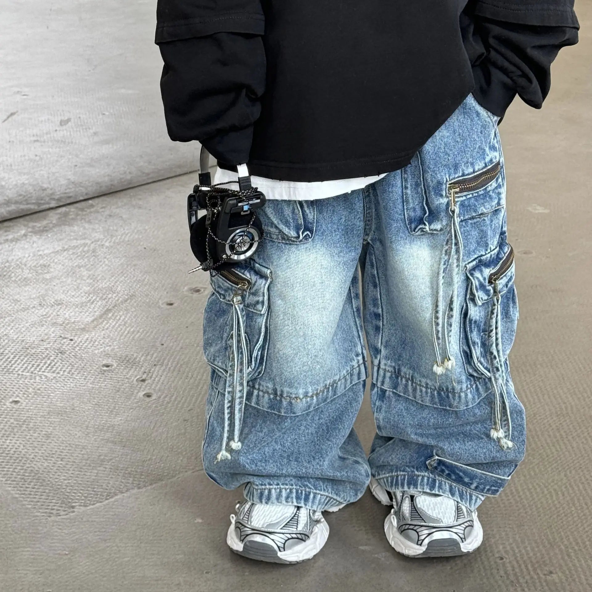 Bébé enfants Denim pantalon printemps automne nouveau à la mode Cargo jean garçon Style coréen décontracté beau pleine longueur poche pantalon