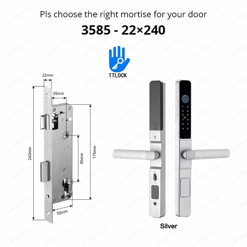 Serrure intelligente pour porte coulissante étanche, application TTLock Alexa, Code numérique par empreinte digitale, carte RFID, Anti-serrure électronique en verre d'aluminium