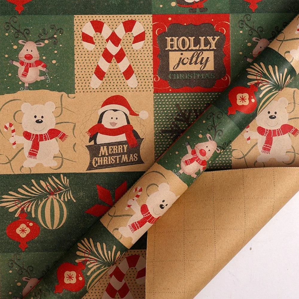 Papier d'emballage de cadeaux de Noël Papier d'emballage de cadeaux multi-styles Boîte-cadeau de Noël écologique Papier Cadeaux d'anniversaire et de vacances
