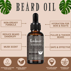 30ml 4 pièces ensemble d'huile de barbe parfumée produit moustaches hydratant croissance brillance lisse moustache adoucir renforcer l'huile de barbe pour hommes