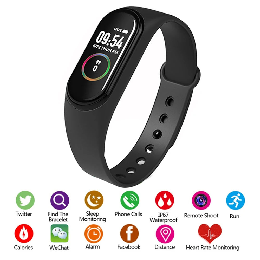 Waterproof sports smartwatch with activity, blood pressure and heart rate monitor, electric clock, new