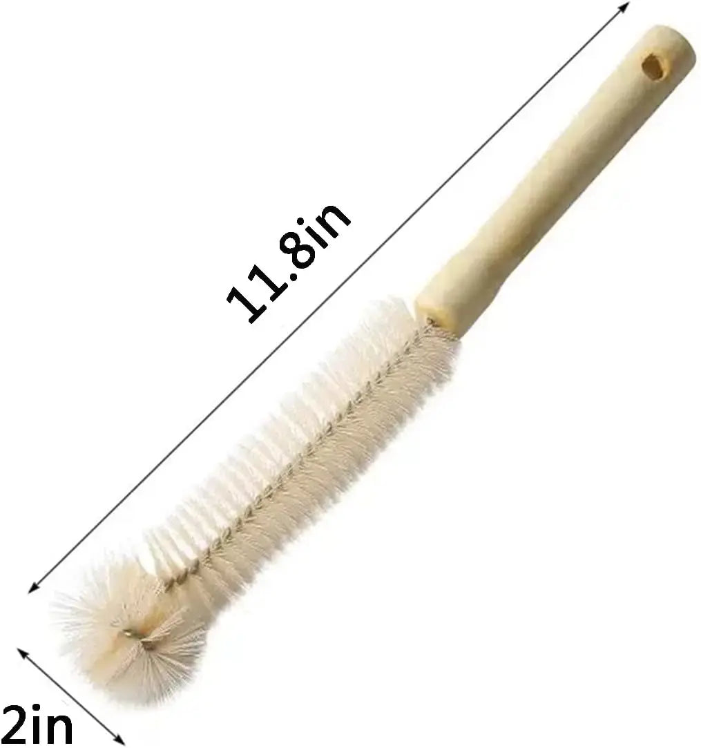 Nettoyeur de brosse de bouteille avec Long manche en bois, brosse de nettoyage de bouteille d'eau, poils naturels, brosse de bouteille de gommage de cuisine pour pichet de tasse